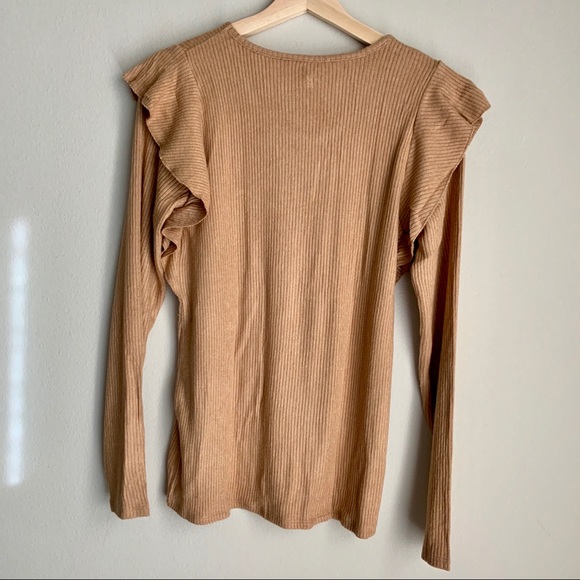 Lucky Brand Ribbed Ruffle Long Sleeve Shirt - Picture 2 of 7